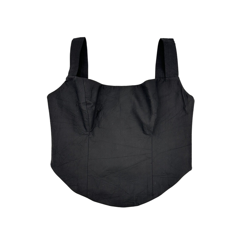 RENDOLL Women Black 100% Cotton Structured Corset Style Crop Tank Top US 14